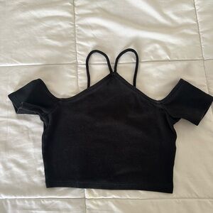 Zara Black Off-Shoulder crop top